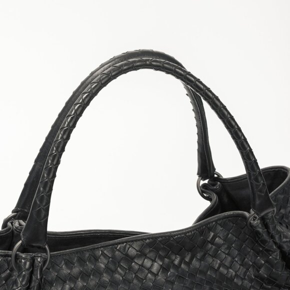 Bottega Veneta Black Intrecciato-Leather Handbag - Picture 6 of 12